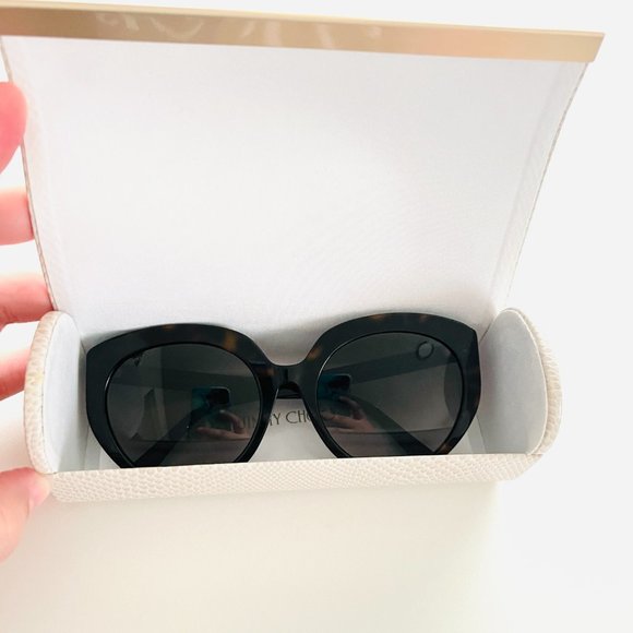 0110 EXCELLENT USED CONDITION JIMMY CHOO SUNGLASSES  TORTOISE SHELL CAT EYE - Picture 10 of 12